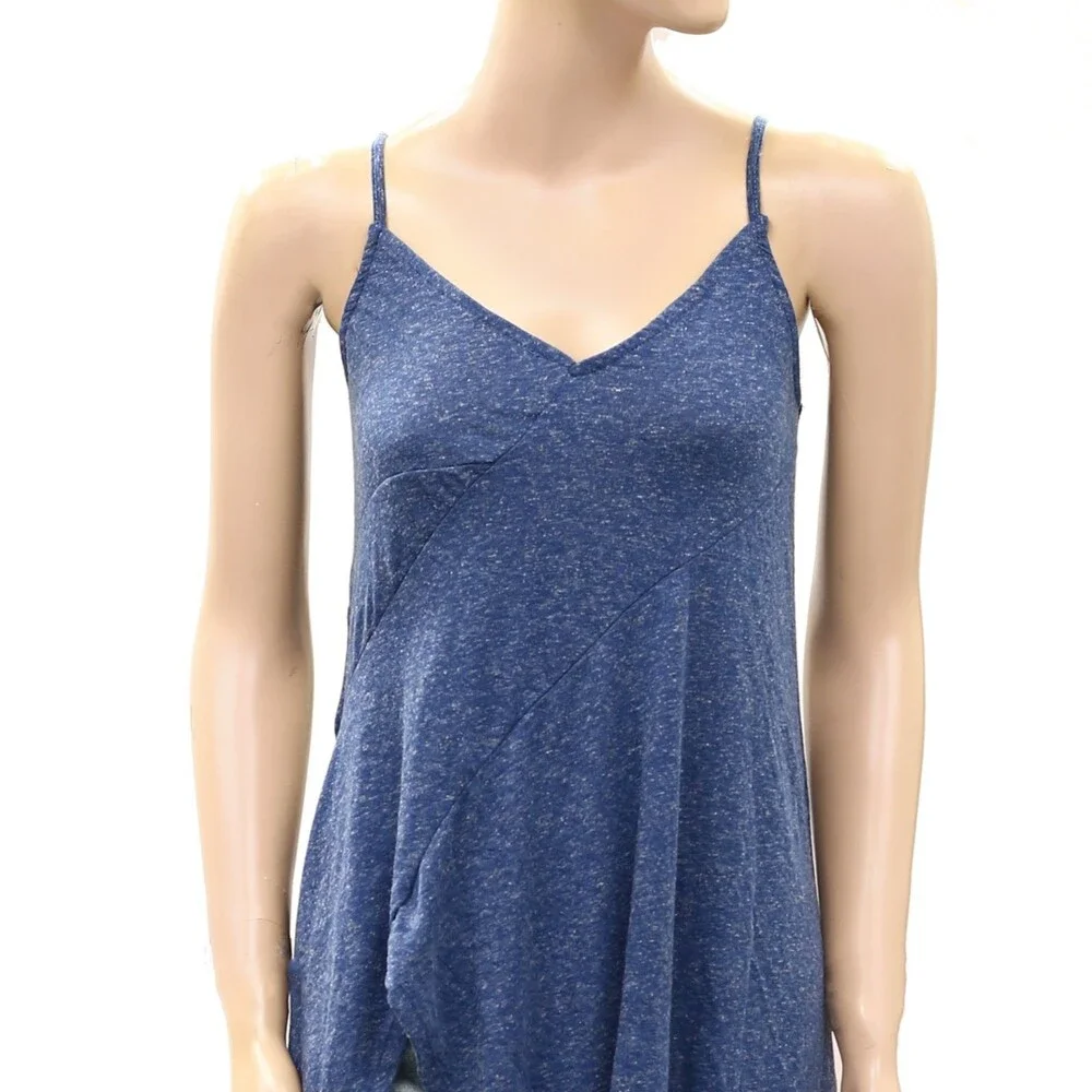Free People Free-est Cassidy Maxi Tank Top Asymmetrical High Low Blue XS 289496